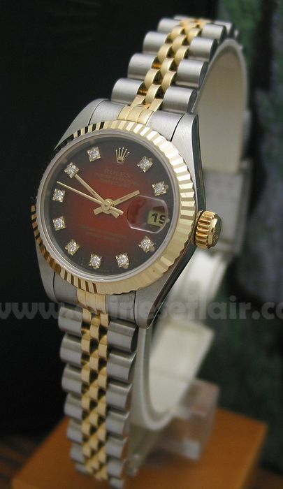 Rolex Datejust 2-T Jubilee Band Red diamond Ladies Watch